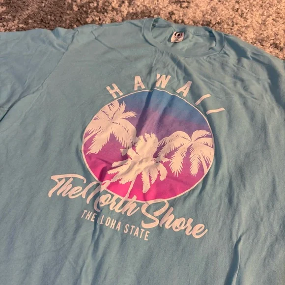 Unbranded, Men’s Hawaii Graphic Short Sleeve Shirt in Light Blue, Large - Picture 3 of 5